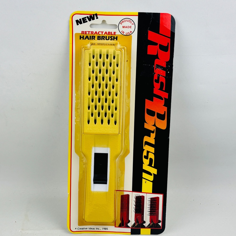 Vintage Rush Brush White Retractable Bristle Hair Brush 1985 Travel Compact NEW